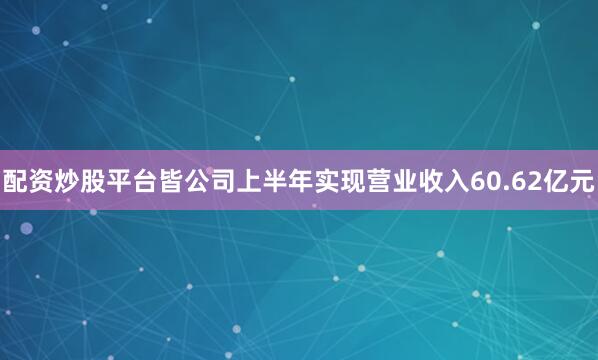 配资炒股平台皆公司上半年实现营业收入60.62亿元