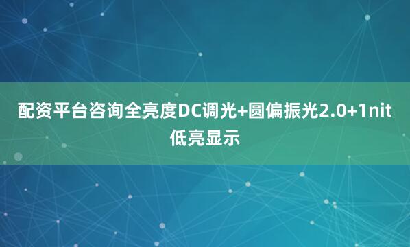 配资平台咨询全亮度DC调光+圆偏振光2.0+1nit低亮显示